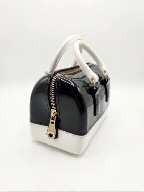 Mini Two-Tone Black and White Dome Satchel